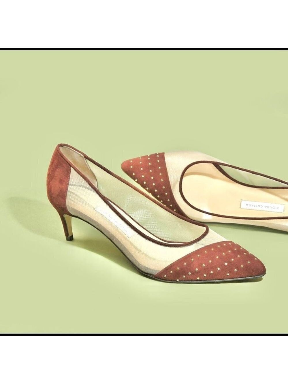 * 𝅺Bionda Castana Bay Cognac Suede and Mesh Pumps 36.5